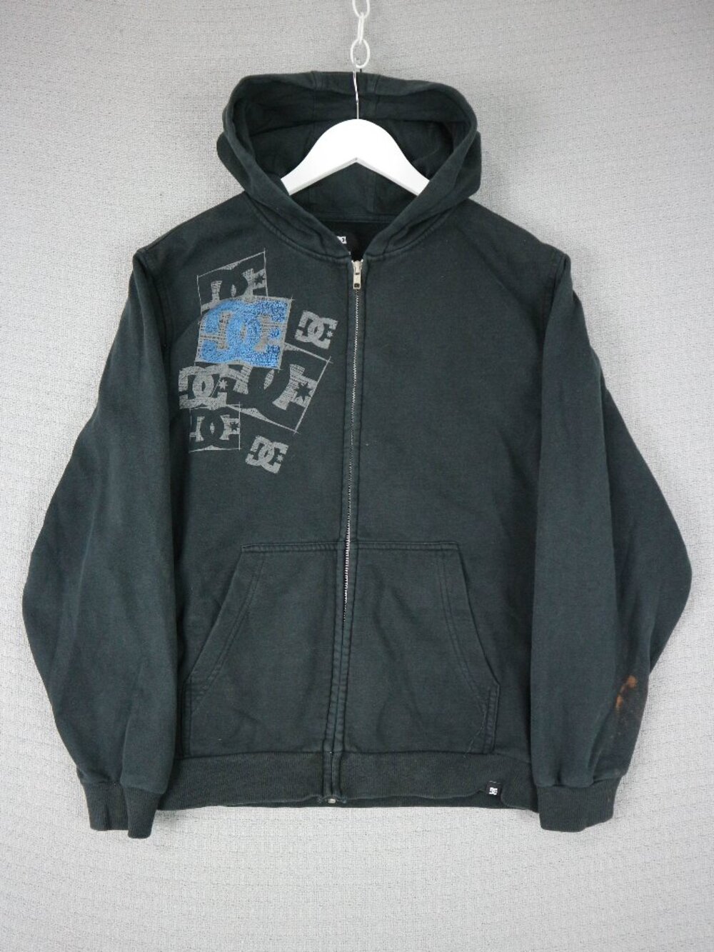 DC Graphic Zip Up Hoodie Black Vintage Youth 14-16 Womens Small Y2K